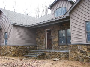 Front of New Ranch Home with Real Stone Masonry