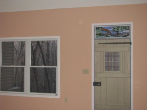 Front Door with Stained Glass Transom